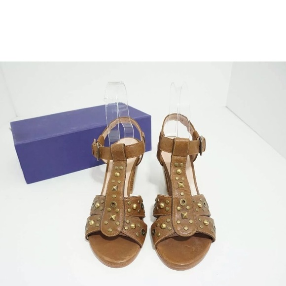 Stuart Weitzman Brown Nappa Leather Heel Sandals - Picture 5 of 8